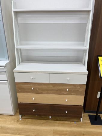 ニトリ チェストラック ホワイト×ブラウン ランダム2 幅:約100㎝