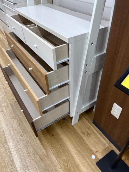 ニトリ チェストラック ホワイト×ブラウン ランダム2 幅:約100㎝