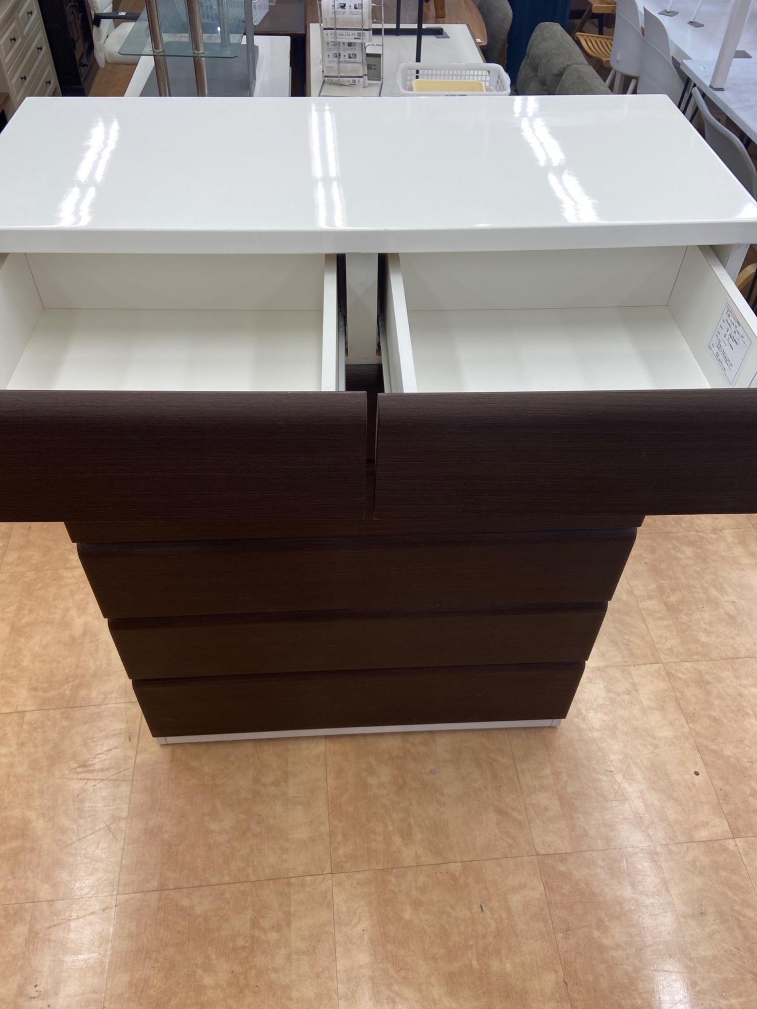 ニトリ 6段チェスト ダークブラウン×ホワイト｜トレファクONLINE