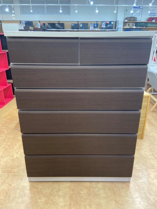 ニトリ 6段チェスト ダークブラウン×ホワイト