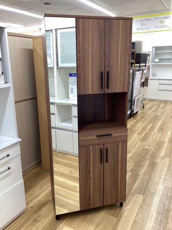 ニトリ ミラー付きシューズボックス ブラウン