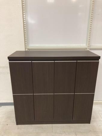 シューズボックス ダークブラウン ロータイプ 4枚扉