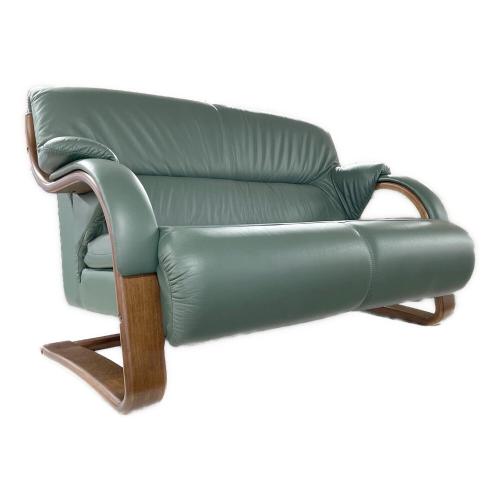 冨士ファニチア (フジファニチア) 2人掛けソファー グリーン 半革