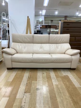karimoku (カリモク) 3人掛けソファー アイボリー ZW7303 半革