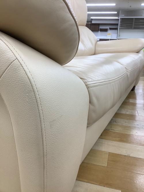 karimoku (カリモク) 3人掛けソファー アイボリー ZW7303 半革