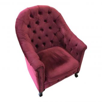 ROYAL SOFAS 1人掛けソファー レッド オットマン付 ファブリック ヴィンセントコレクション