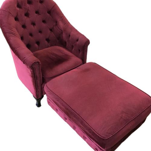 ROYAL SOFAS 1人掛けソファー レッド オットマン付 ファブリック ヴィンセントコレクション