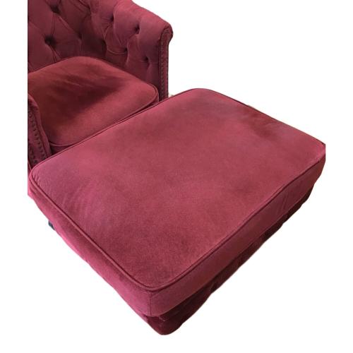 ROYAL SOFAS 1人掛けソファー レッド オットマン付 ファブリック ヴィンセントコレクション