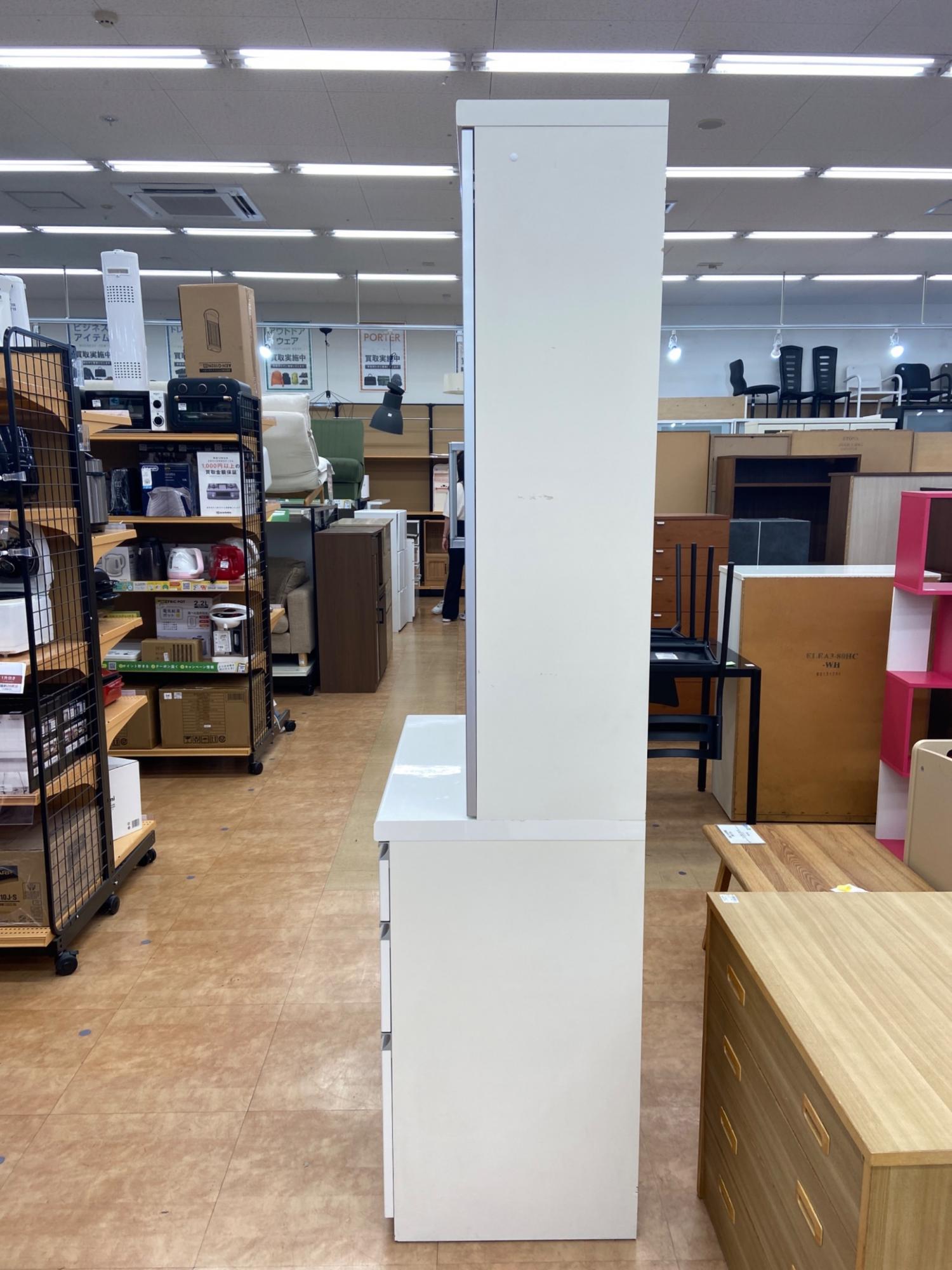 Pamouna (パモウナ) 2枚扉食器棚 ホワイト×シルバー ソフトクローズ