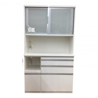 松田家具 (マツダカグ) レンジボード ホワイト モイス加工 ソフトクローズ スライド扉