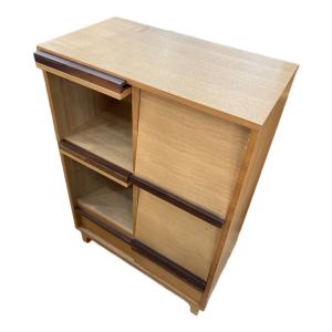 シェルフ ナチュラル×ブラウン フラップ扉