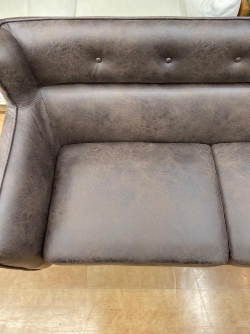 2人掛けソファー オットマン付 ※底面布カバーダメージ有 BR