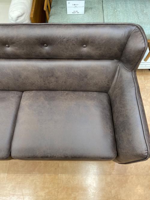 2人掛けソファー オットマン付 ※底面布カバーダメージ有 BR