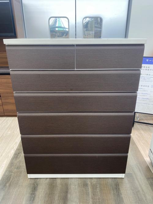 ニトリ 6段チェスト ブラウン×ホワイト