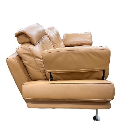 Domicil (ドミシール) 2人掛けソファー ブラウン オットマン付き 2人掛け 総革