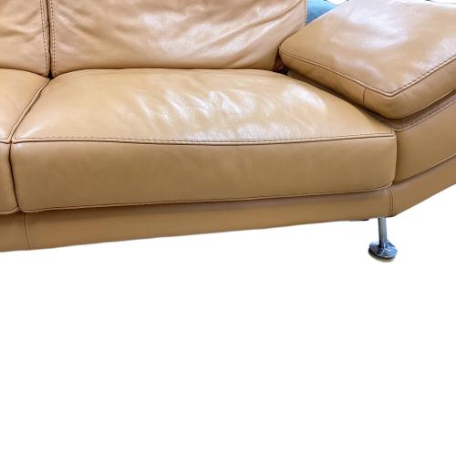 Domicil (ドミシール) 2人掛けソファー ブラウン オットマン付き 2人掛け 総革