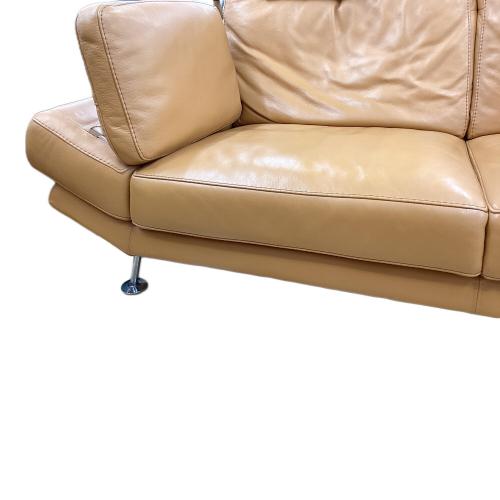 Domicil (ドミシール) 2人掛けソファー ブラウン オットマン付き 2人掛け 総革