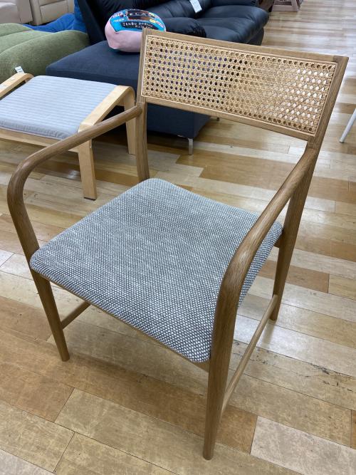 秋田木工 (アキタモッコウ) アームチェアー ナチュラル×グレー AC-3 ナラ材