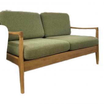 起立木工 (キリツモッコウ) 2人掛けソファー ナチュラル×グリーン ノルディ