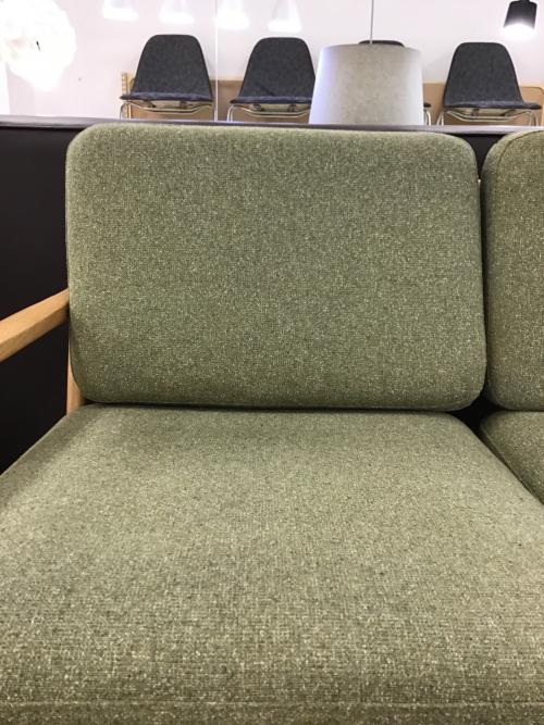 起立木工 (キリツモッコウ) 2人掛けソファー ナチュラル×グリーン ノルディ