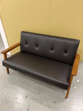 バイキャストPUソファ ダークブラウン ミート