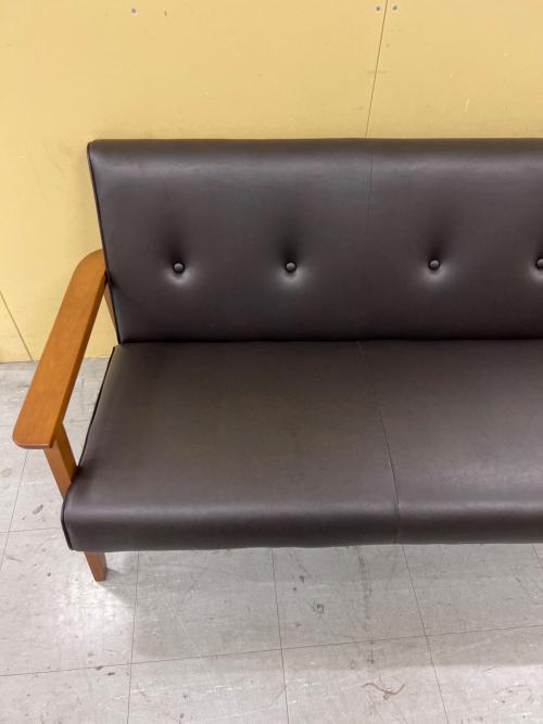 バイキャストPUソファ ダークブラウン ミート