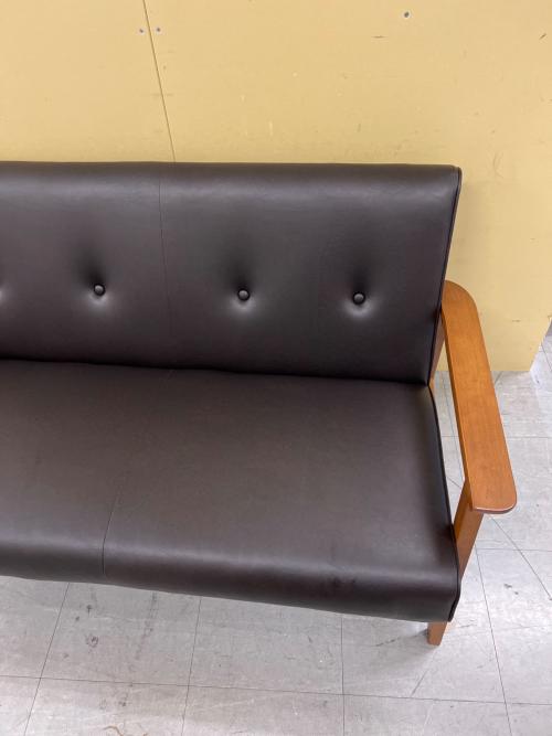 バイキャストPUソファ ダークブラウン ミート