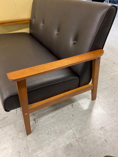 バイキャストPUソファ ダークブラウン ミート