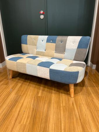 2人掛けソファー デイジー パッチワークブルー