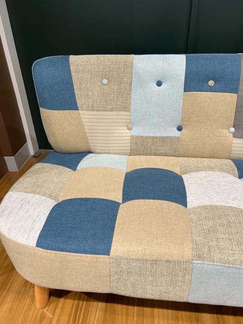 2人掛けソファー デイジー パッチワークブルー