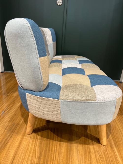 2人掛けソファー デイジー パッチワークブルー