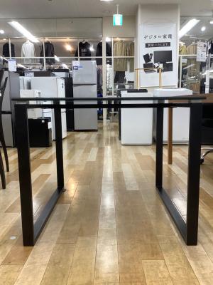 ニトリ セラミック天板テーブル 輪じみ グレー×ブラック