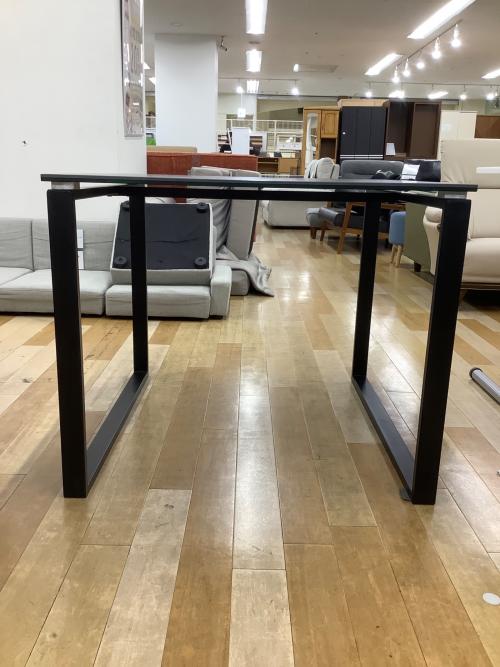 ニトリ セラミック天板テーブル 輪じみ グレー×ブラック