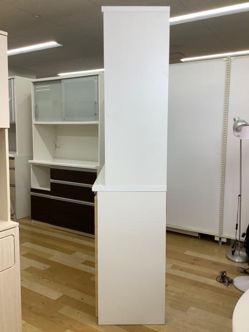 松田家具 (マツダカグ) レンジボード モイス加工 ソフトクローズ ナチュラル×ホワイト