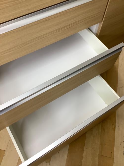 松田家具 (マツダカグ) レンジボード モイス加工 ソフトクローズ ナチュラル×ホワイト