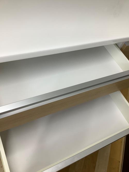 松田家具 (マツダカグ) レンジボード モイス加工 ソフトクローズ ナチュラル×ホワイト