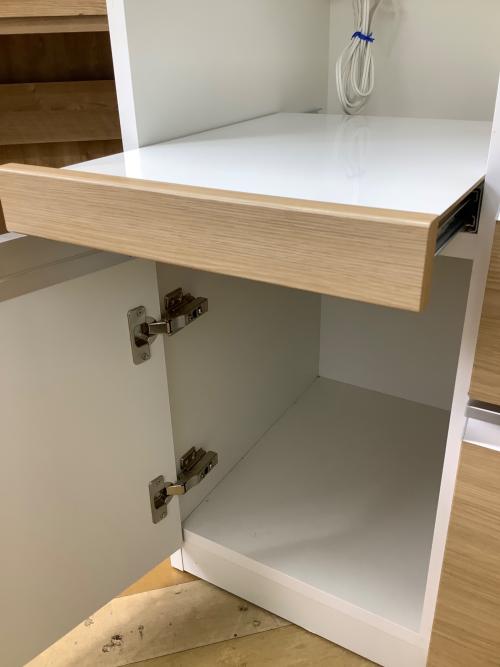 松田家具 (マツダカグ) レンジボード モイス加工 ソフトクローズ ナチュラル×ホワイト