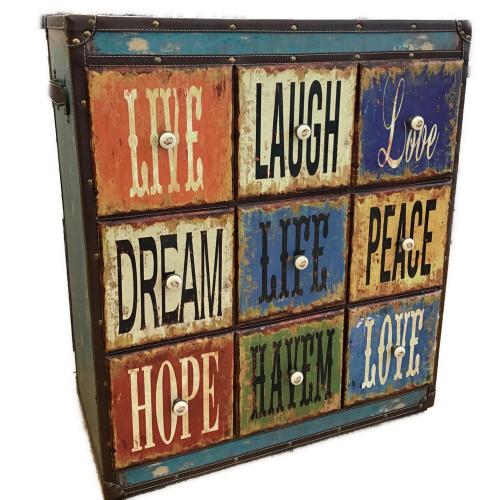 3段チェスト アメリカン ブルー×ブラウン