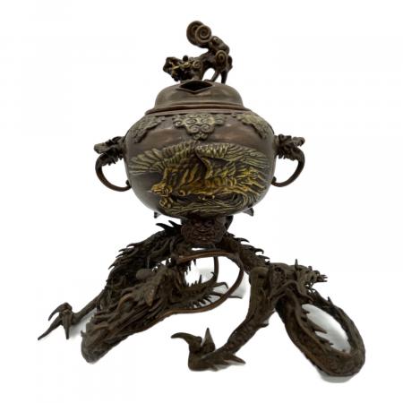 香炉　蝋型鋳造　伝統高岡銅器　蝋型原型師　在銘　須賀月芳 蝋型鋳銅香炉 須賀月芳作 刻印有｜トレファクONLINE