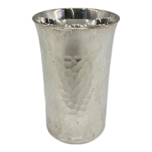 人間国宝 奥山峰石作 純銀製ショットグラス 内部ヨゴレ有  重さ：約88.8ｇ