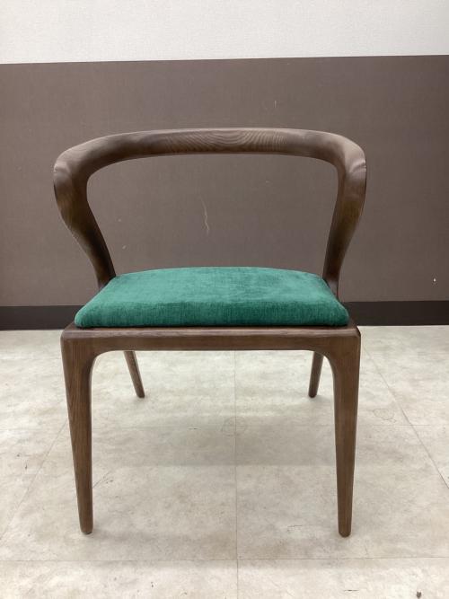 アームチェアー ブラウン×グリーン 1人掛け 無垢材