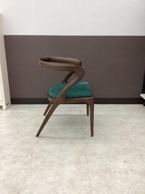 アームチェアー ブラウン×グリーン 1人掛け 無垢材