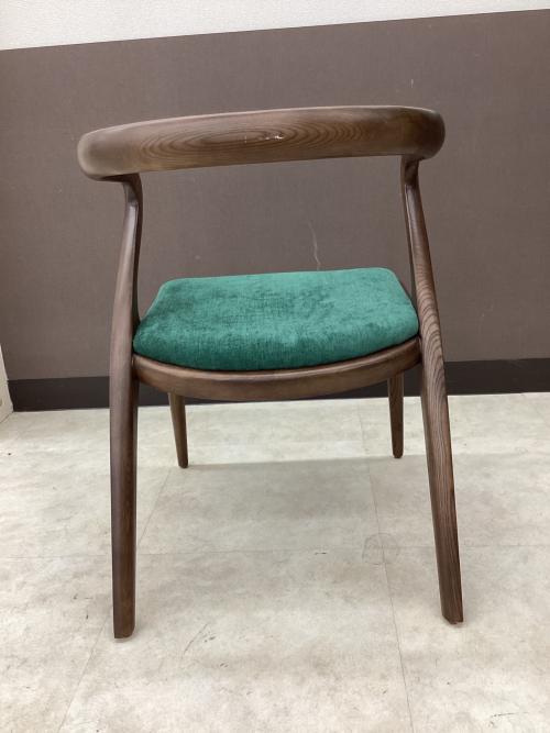 アームチェアー ブラウン×グリーン 1人掛け 無垢材