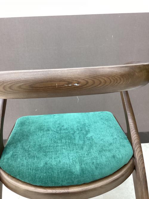 アームチェアー ブラウン×グリーン 1人掛け 無垢材