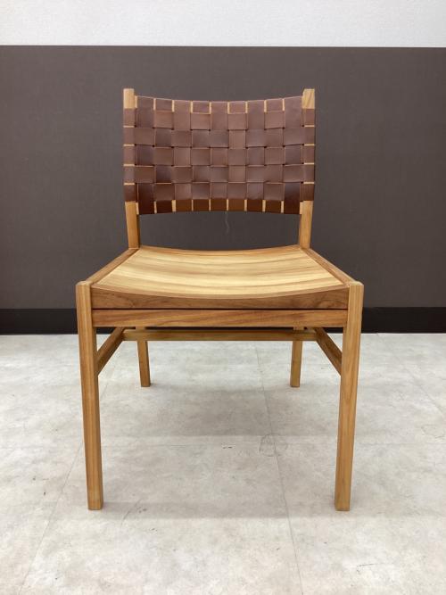 &CRAFT (アンドクラフト) アームレスチェアー ナチュラル×ブラウン 1人掛け TUSAKER2(タスカー2） 背もたれレザー編みタイプ DC タスカー肘無レザー