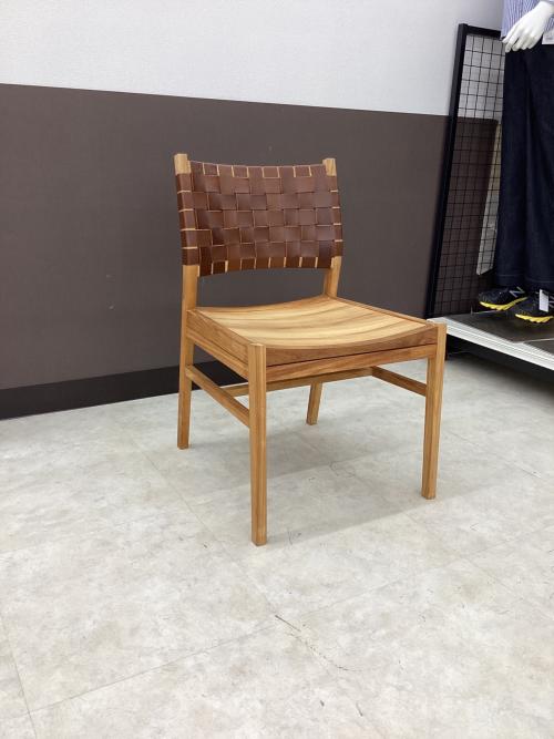 &CRAFT (アンドクラフト) アームレスチェアー ナチュラル×ブラウン 1人掛け TUSAKER2(タスカー2） 背もたれレザー編みタイプ DC タスカー肘無レザー