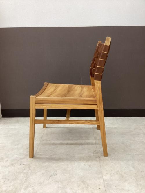 &CRAFT (アンドクラフト) アームレスチェアー ナチュラル×ブラウン 1人掛け TUSAKER2(タスカー2） 背もたれレザー編みタイプ DC タスカー肘無レザー