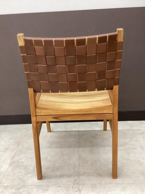 &CRAFT (アンドクラフト) アームレスチェアー ナチュラル×ブラウン 1人掛け TUSAKER2(タスカー2） 背もたれレザー編みタイプ DC タスカー肘無レザー