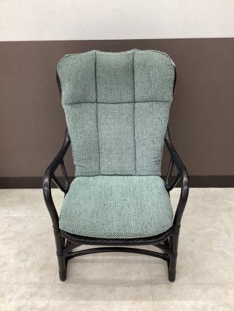 KAZAMA (カザマ) アームチェアー グリーン×ブラック 1人掛け 籐/ラタン アコルデチェア