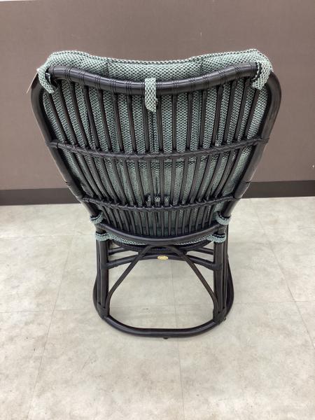 KAZAMA (カザマ) アームチェアー グリーン×ブラック 1人掛け 籐